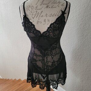 Black Lace with Bows Babydoll Lingerie